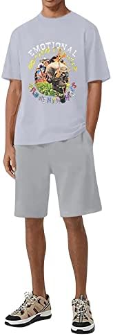 2 תלבושות של 2 חלקים לגברים מכנסיים קצרים חולצות קיץ מקצרים צוואר צוואר שני מכנסי ספורט אופנה מגברים