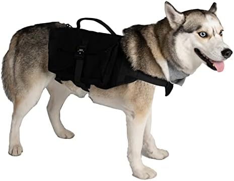 תרמיל כלב כלב הרים לכלב גדול, תיק נסיעות לכלבים לקמפינג וטיולים רגליים, רתמת תרמיל כלבים כבדה עם בטנת