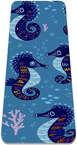 סיבזה כחול ים סוס ימי ורוד אלמוגים פרימיום עבה יוגה מחצלת ידידותי לסביבה גומי בריאות & מגבר; כושר החלקה