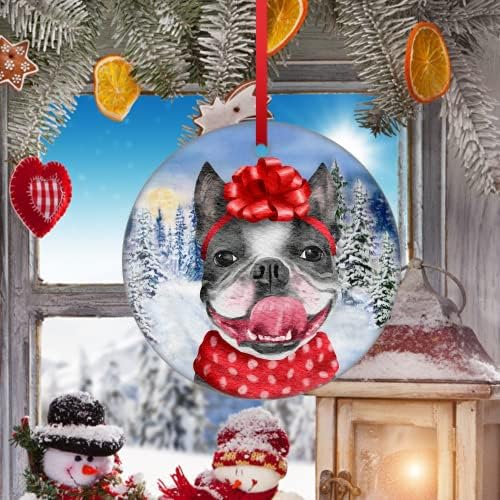 Godblessign Bulldog צרפתי אמא קישוט לחג המולד כלב כלב חג המולד קישוט תלוי כלב אמא רעיון קישוט גור חג