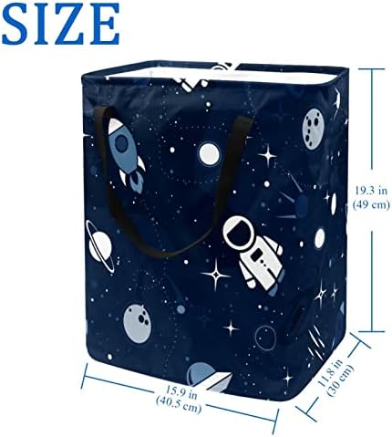 חללית אסטרונאוט סל כביסה מתקפל בהדפס ירח, סלי כביסה עמידים למים 60 ליטר אחסון צעצועי כביסה לחדר שינה