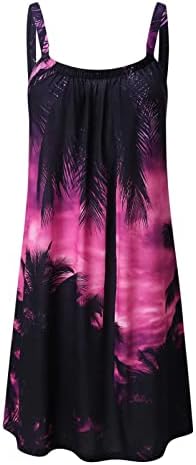 אופלקסו נשים קיץ שמלות מקרית ללא שרוולים טרופי הדפסת טוניקת טנק שמלת רופף בוהו חוף שמלה קיצית מיני חולצה