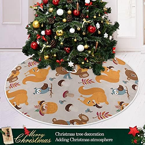 דובי חג ההודיה סנאים ינשופים חצאית עץ חג המולד 36 אינץ '/48 אינץ' תפאורה ביתית לחצאית עץ חג המולד מחצלת