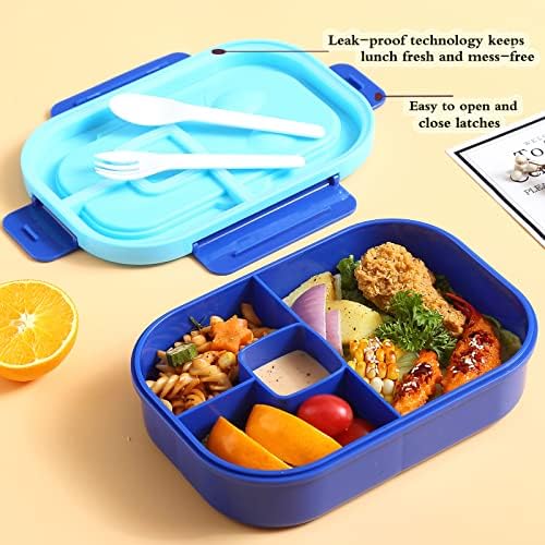 Mr.Dakai Bento Boxo Forms לילדים, מבוגרים, 4 תאים למכלול קופסאות ארוחת צהריים עם 4-תאי דליפות לילדים