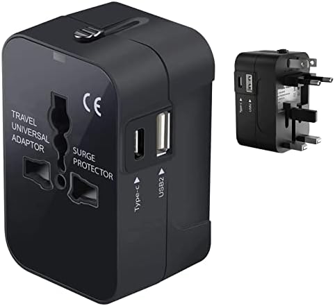 Travel USB פלוס מתאם כוח בינלאומי תואם ל- Xolo Cube 5.0 עבור כוח ברחבי העולם לשלושה מכשירים USB Typec,