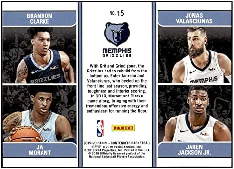 JA Morantvalanciunas/Clarke/Jackson JR RC 2019-20 מתמודדים צוותים Quads 15 Rookie NM+ -MT+ NBA כדורסל