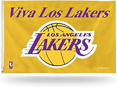 Rico Industries NBA לוס אנג'לס לייקרס צהוב 3 'x 5' קלאסי ויווה לוס לייקרס דגל באנר - צדדי יחיד - מקורה