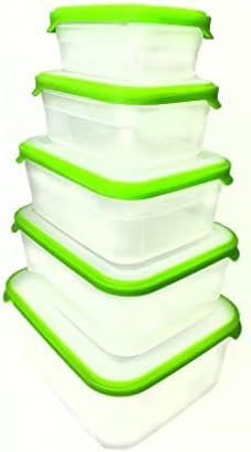 הלסים ירוק 10-חתיכה מכולות סט עם מכסים לאחסון, ארוחת צהריים, וארוחה הכנה, מדיח כלים & מגבר; מיקרוגל