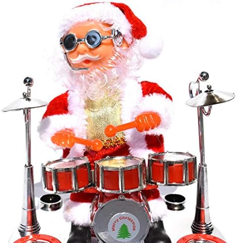 Nuobesty Standing Cusical Dancing Drum Santa Claus חג המולד של פסלון חג המולד