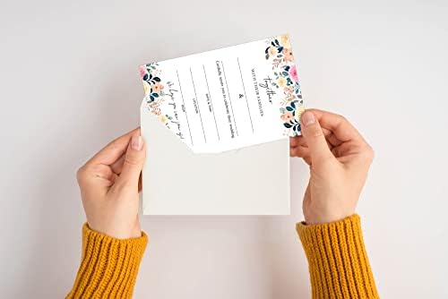כרטיסי הזמנה לחתונה עם מעטפות - צבעי מים פרחוניים מלאים במקלחת כלות ריקה הזמנה כרטיסים, מסיבות וקבלות