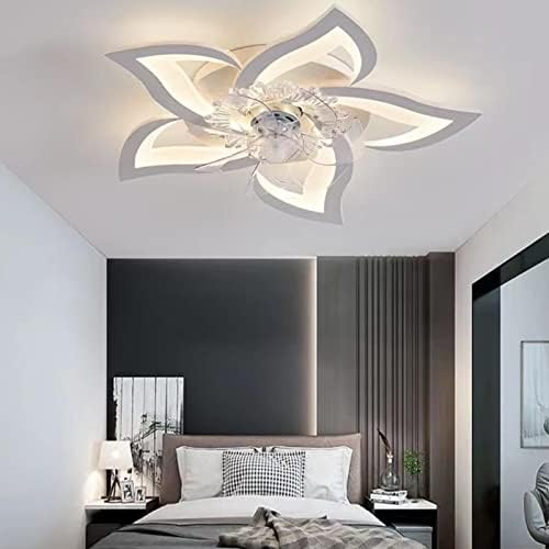 מאוורר תקרה של הוקאי צורת פרח צורת LED צורת חדר שינה מנורת תקרה מאוורר תקרת אורות שלט רחוק עיתוי לעומק