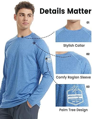 חולצות קפוצ'ונים להגנת שמש מאמגית לגברים UPF 50+ שרוול ארוך SPF קפוצ קפוצ קפוצ קפוצ'ון חיצוני UV חולצות