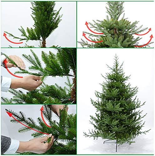 עץ חג מולד מלאכותי של 6.8ft Lit, עץ חג המולד של אשוחית צירים, W/300 נורות LED ומעמד מתכת, הרכבה קלה,