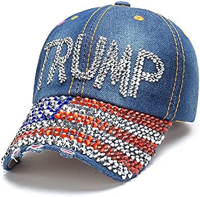 גמוסי טראמפ 2024 בייסבול כובע ג ' ינס במצוקה בלינג ריינסטון כובע ארהב דגל כובע מתכוונן יוניסקס