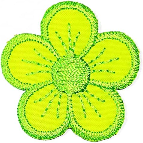 קליינפלוס 3 יחידות. מיני ירוק דייזי ברזל על תיקוני דייזי פרח קריקטורה ילדים אופנה סגנון רקום מוטיב אפליקצית