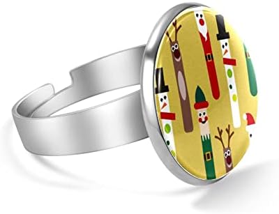 טבעת מצופה לנשים, טבעת פתוחה מתכווננת מתכווננת, מכתב לבנים אדום של חג המולד Q