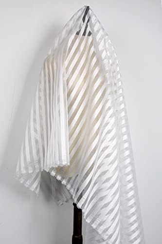 לבן פסים אורגנזה בד עבור שמלת ביצוע 60 אינץ רחב, 1 חצר מראש לחתוך