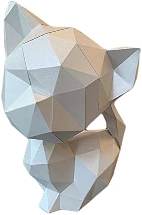 תלת מימד קיטי מראה נייר פסל DIY גביע נייר דגם נייר יצירתי דגם גיאומטרי אוריגמי פאזל קישוט קישוט ביתי