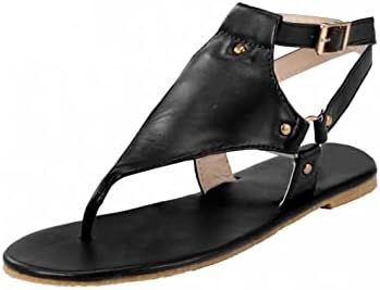 סנדלי נשים אופנה, נעלי בית לנשים קומפי רומי קרסול רצועת כפכפים קלאסי קליפ הבוהן שטוח נעלי חוף נעליים