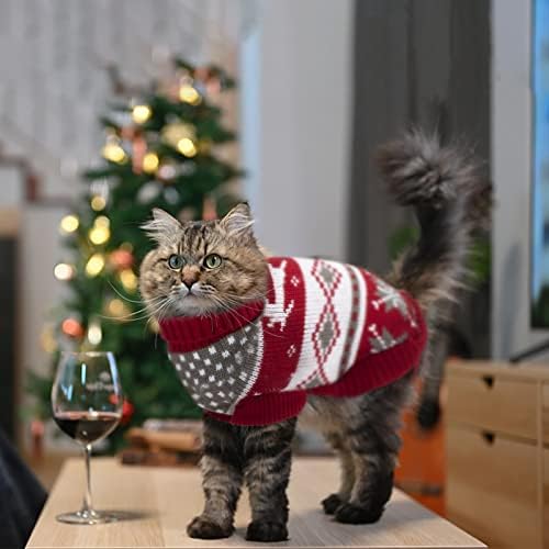 2 חבילות חתול חג המולד סוודר חג המולד כלב סוודרים לחיות מחמד חתול חורף סריגי בגדים חמים לחיות מחמד איל