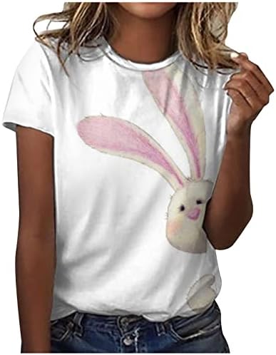חולצות פסחא לנשים חולצות ארנב ארנב חמוד טי גרפי גרפי קיץ קז'ון צווארון קז'ן שרוול קצר טי טא