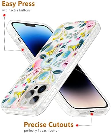 Scorpify iPhone 13 Pro Max מקרה לעיצוב פרחים של היביסקוס, כיסוי טלפון דק פרח חמוד לנשים, עם מגן מסך