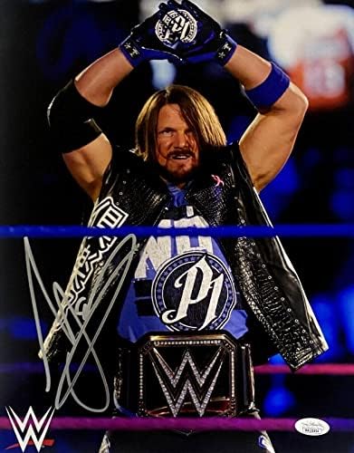 WWE בלעדי A.J. סגנונות חתומים על חתימה עם חתימה 11x14 אימות JSA 6 - תמונות היאבקות חתימה