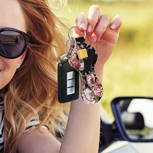 דפוס פרחי קוקין עם מחזיק צ ' פסטיק מחזיק מפתחות לנשים בנות מחזיק שפתון מחזיק מפתחות שפתונים מחזיק צינור