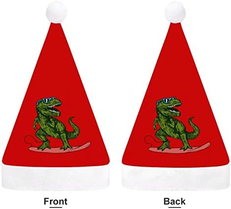 גלישה דינוזאור חג המולד כובע סנטה קלאוס כובעי קצר קטיפה עם לבן חפתים לגברים נשים חג המולד חג מסיבת קישוטים