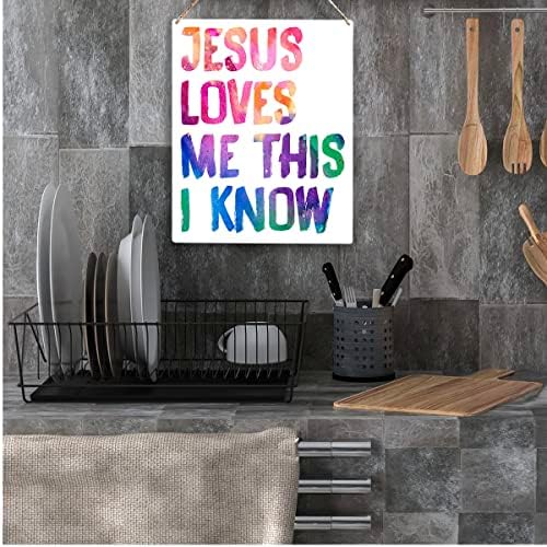 ישוע אוהב אותי את זה אני יודע פסוק תנך שלט עץ כפרי נוצרי כפרי מעץ תלייה תלויה לחדר הילדים הקיר ביתי