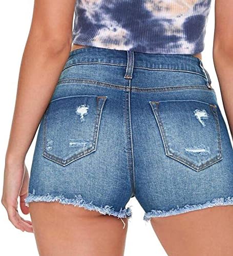 מכנסיים קצרים של ג'ינס נשים קיץ מזדמן מותניים גבוהות ג'ינס מכנסיים קצרים בחופשה במצוקה חוף מכנסיים קצרים