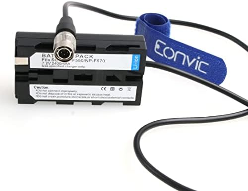 כבל חשמל eonvic לאטומוס שוגון תופת נינג'ה צג BMPCC מצלמה זום F6 מקליט Hirose 4 PIN זכר ל- NP-F 970 F570