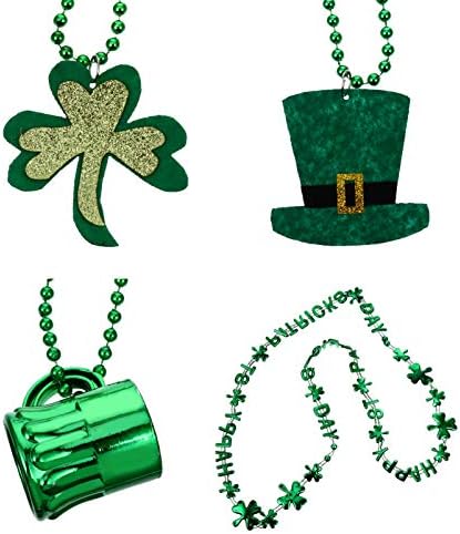 Valiclud 4 PCS St. Patricks יום חרוזים שרשראות שרשרת חרוזי שרשרת צוואר תלתן תלתן