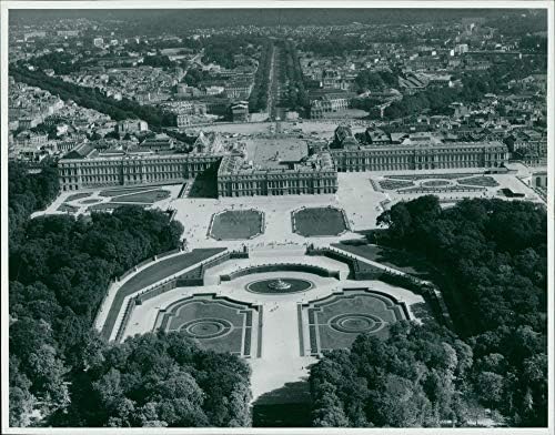 צילום וינטג 'של נוף אווירי של ארמון ורסאי