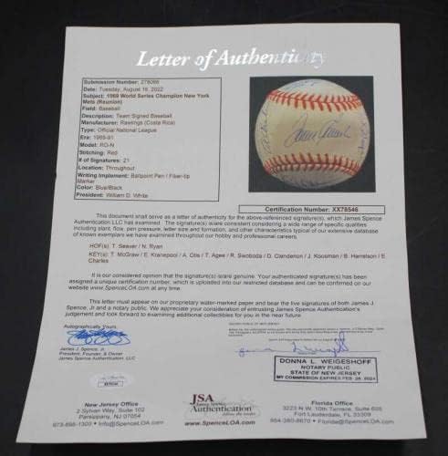 1969 New York Mets חתמה על חתימת בייסבול בייסבול Seaver/Ryan +19 JSA Loa D5820 - כדורי בייסבול עם חתימה