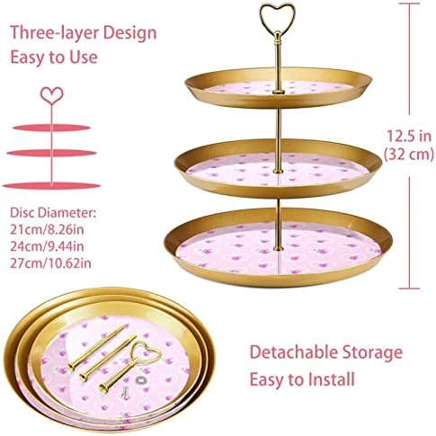 עמדת עוגות 3 שכבות פרח פריחת פרח בשר שרת מזון למסיבת לב עמדת צלחת קינוח פרי לקישוט לחתונה, אירוע, יום