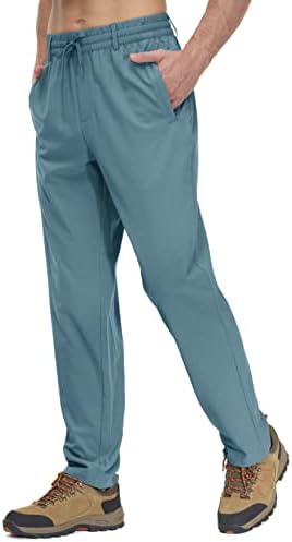 מכנסי גברים Kefitevd עם כיסים קלים מכנסי טרנינג יבש מהיר יבש מכנסי מותניים אלסטיים מכנסיים לריצת אימון