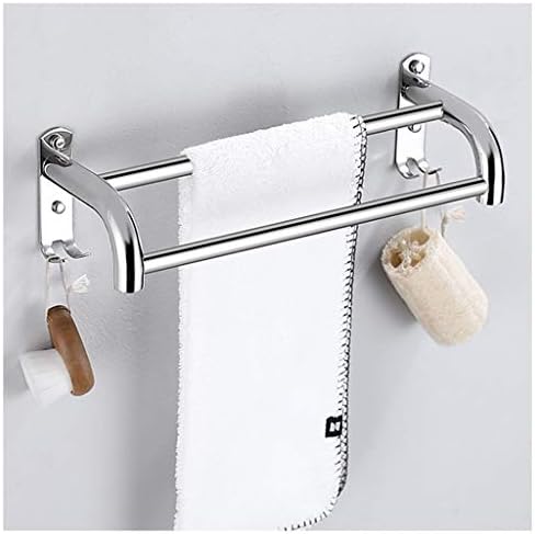 מדפים צפים של GLJ מוט מגבת רכוב על קיר, מדף אמבטיה כפול מוט, מתלה אחסון בחדר מקלחת עם וו