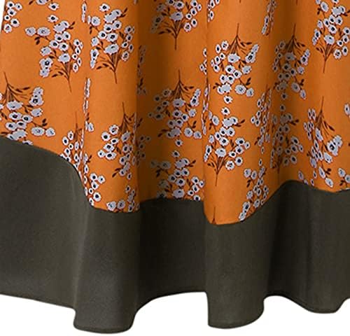 איקה נשים של שמלה עם צווארון 3/4 שרוול רופף מודפס מזויף שתי חתיכה מזדמן ארוך שמלה פרחוני שמלה לנשים