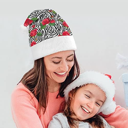 פרחי עור זברה חג המולד כובעי סנטה כובע עבור חג המולד חג משפחה מודפס