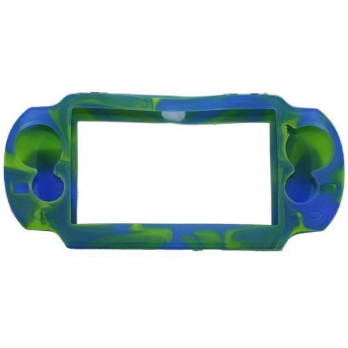eforbuddy silicone עור רך מכסה לכיסוי של Sony PS Vita, Camo Blue Green