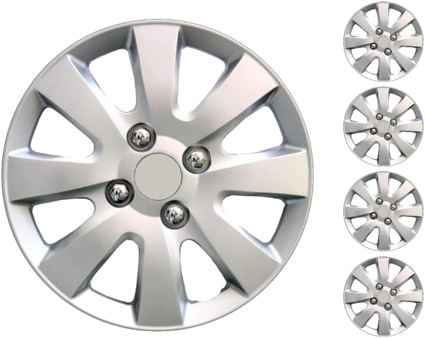 סט קופרי של כיסוי 4 גלגלים 14 אינץ 'סילבר Hubcap Snap-on מתאים להונדה Fit Accord City City Pilot Insight