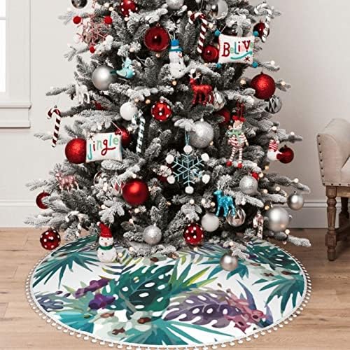 חצאית עץ חג המולד עם פום לקצץ אקטואלי-הוואי-ווטר-קולור-פורצ'יד-פרחים-פינאפלה קישוטי בית חג המולד 48