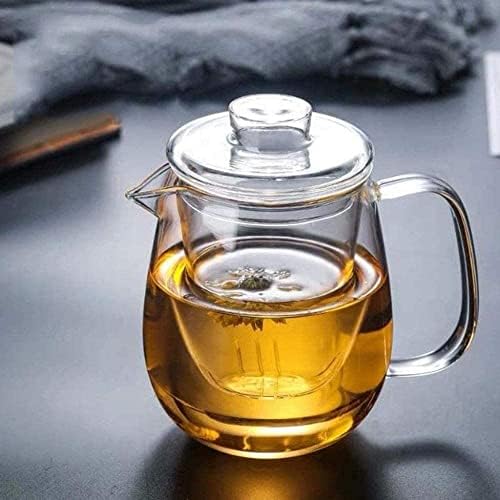 קומקום קומקום קומקום קל זכוכית צלול תה עם מסננת נשלפת, מעבה קומקום תה עמיד בפני חום לתה עלים רופפים