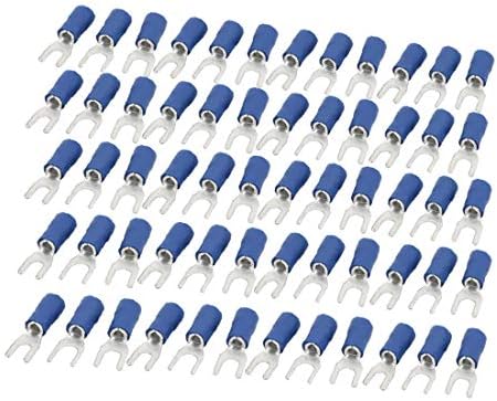 X-DREE 20 סטים AWG 12-10 מסופי Crimp מסוג U-Type מחברים חוט מבודדים ספייד כחול (20 סטים AWG 12-10 טרמינלים