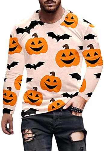 Halloween Mens 3D חולצות דיגיטליות גברים מגברים הדפסת דלעת ליל כל הקדושים חולצת חולצה חולצה ארוכה חולצות