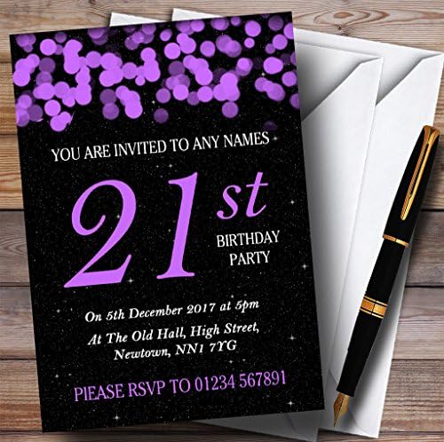 Bokeh & Stars סגול ה -21 הזמנות למסיבת יום הולדת בהתאמה אישית