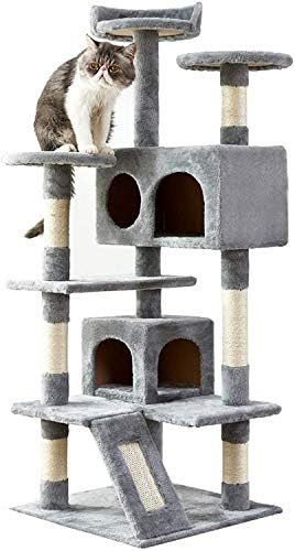 חתול עץ דירה עם סיסל מעקה סיסל חבל מגרד דלוקס כפול חדר חתול מגדל ריהוט חתול פעילות מרכז חתול תיאטרון