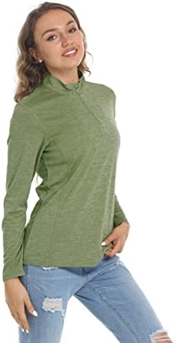 חולצות שרוול ארוך של Magcomsen נשים 1/4 סוודר ZIP UPF 50+ UV הגנה על שמש מהירה אימון יבש מהיר חולצות