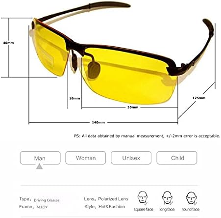 400 משקפי שמש מקוטבות משקפי שמש לגברים צהוב גשום בטיחות הגנת משקפיים נהיגה נגד בוהק